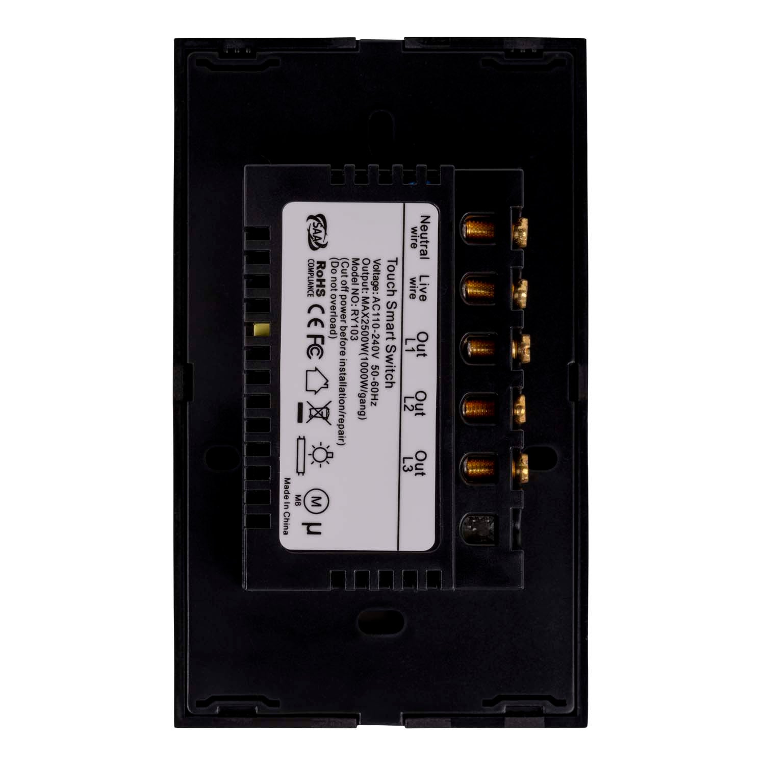 HV9210-3 - Wifi 3 Gang Black Wall Switch
