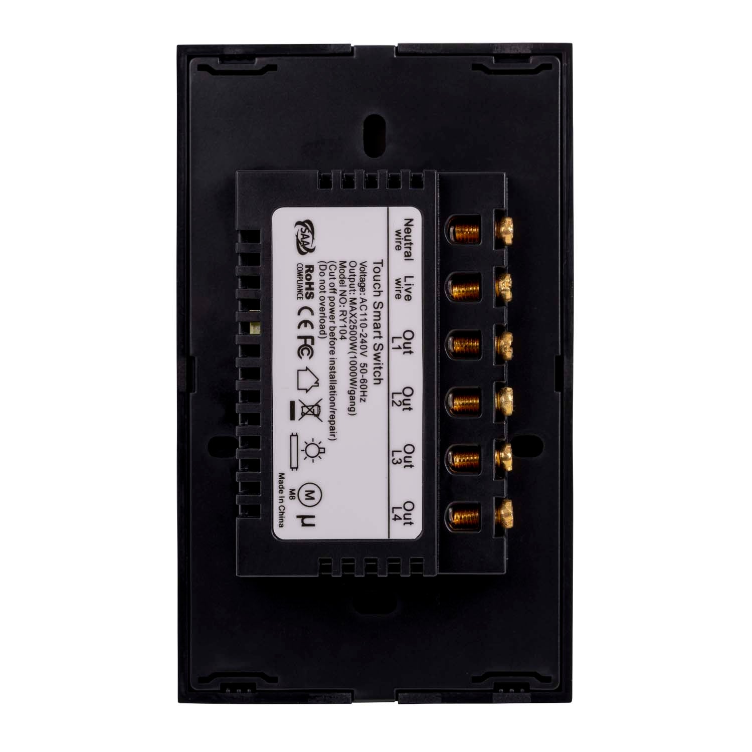 HV9210-4 - Wifi 4 Gang Black Wall Switch