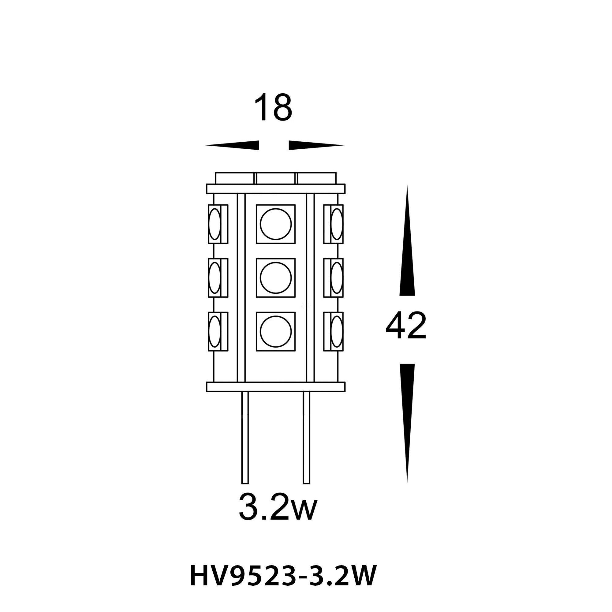 HV9523-3.2W-HV9529-3.2W - 3.2w G4 LED Bi Pin Globe