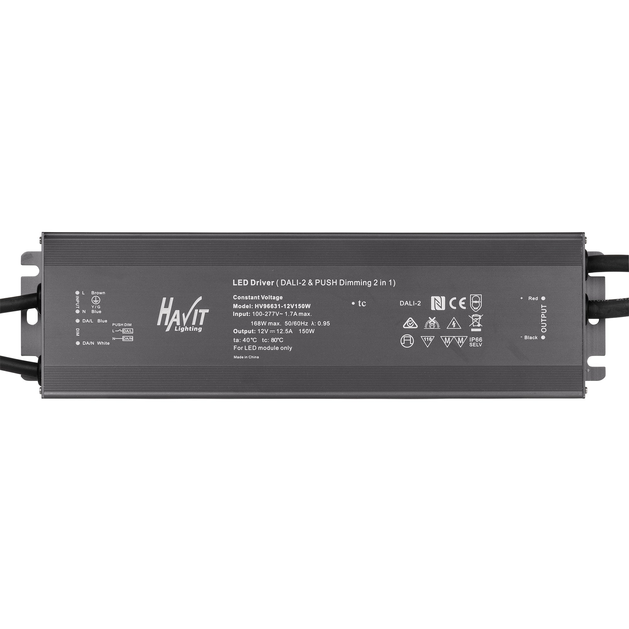 HV96631-12V150W | HV96631-24V150W- 150W Dali + Push Dim Dimmable LED Driver