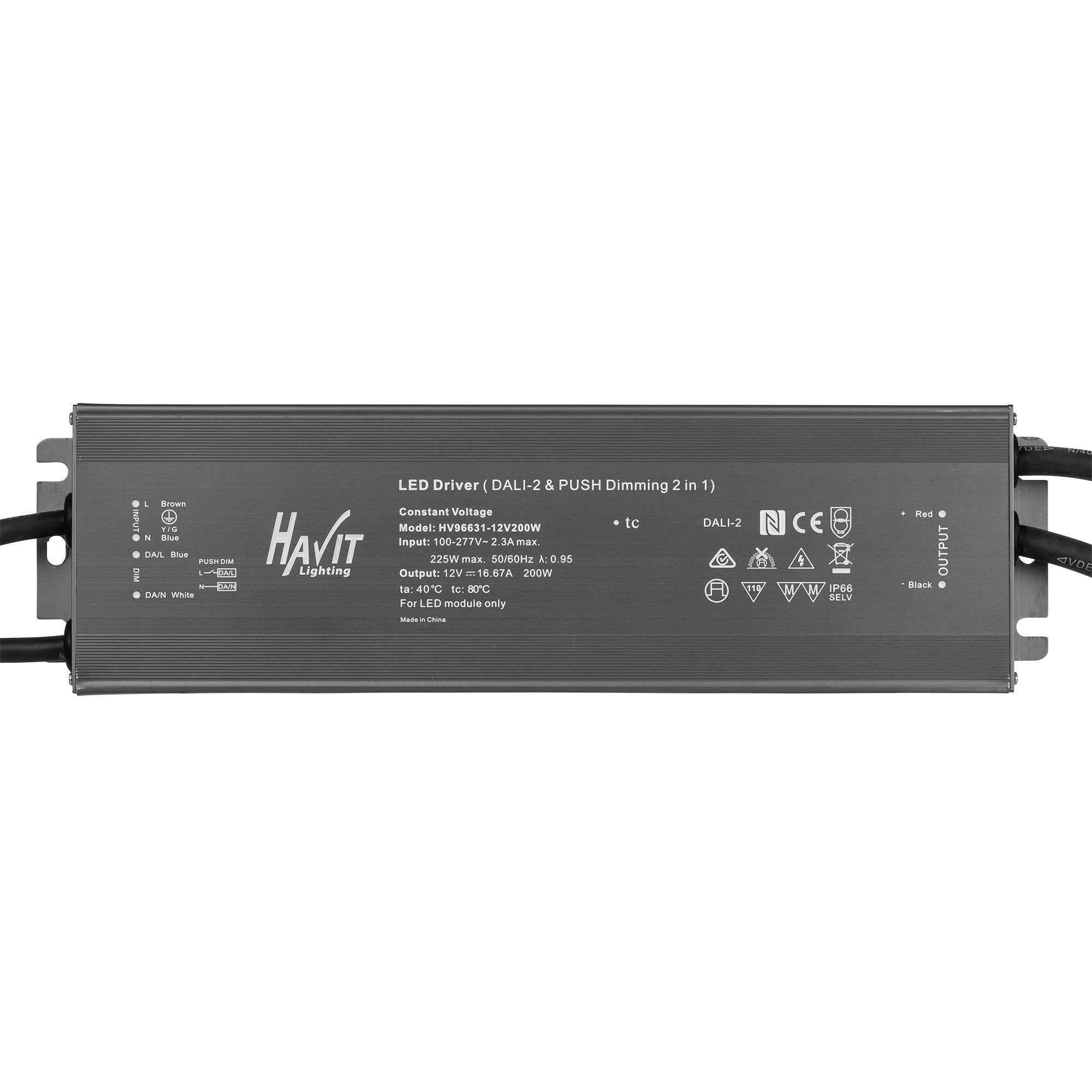HV96631-12V200W | HV96631-24V200W - 200W Dali + Push Dim Dimmable LED Driver