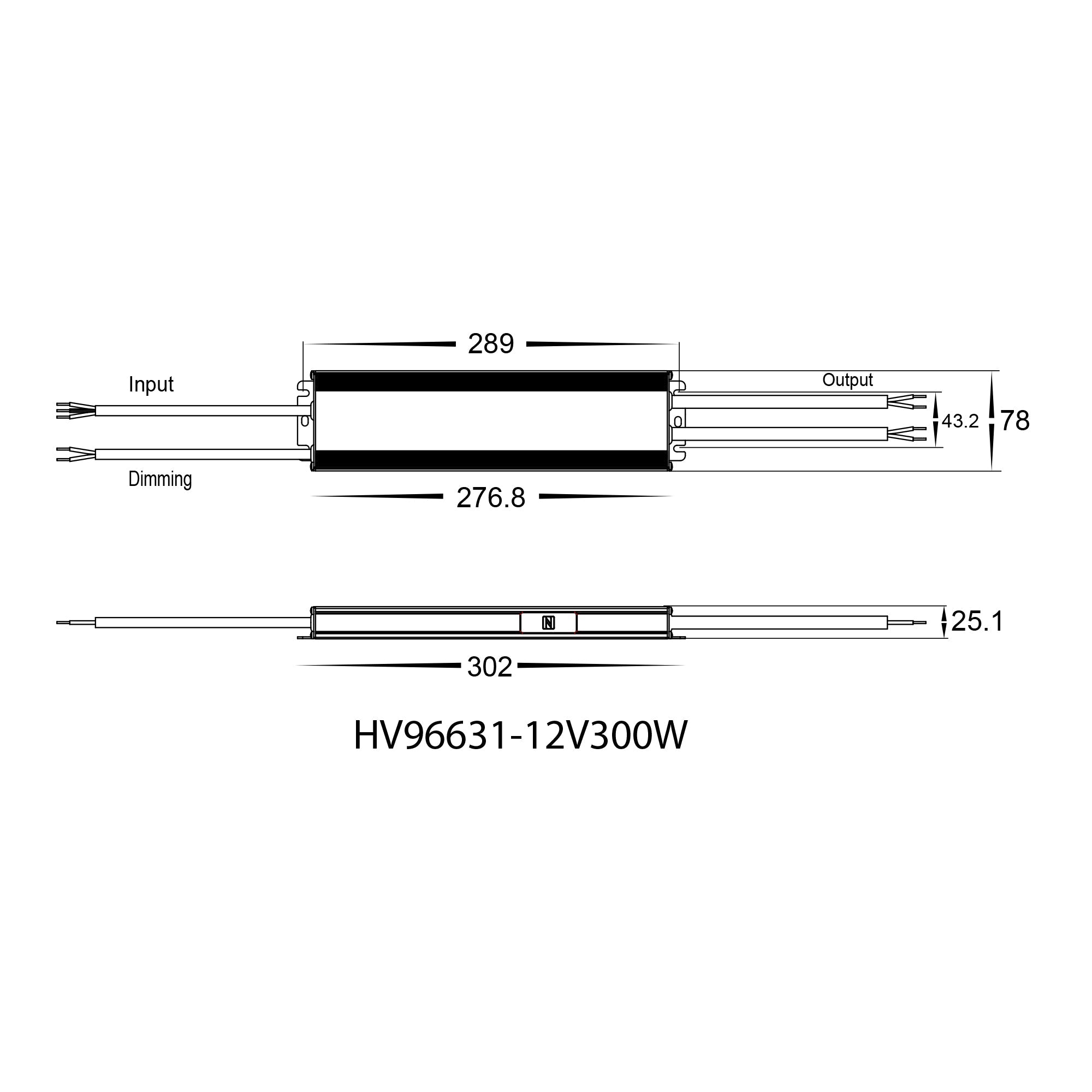 HV96631-12V300W | HV96631-24V300W - 300W Dali + Push Dim Dimmable LED Driver