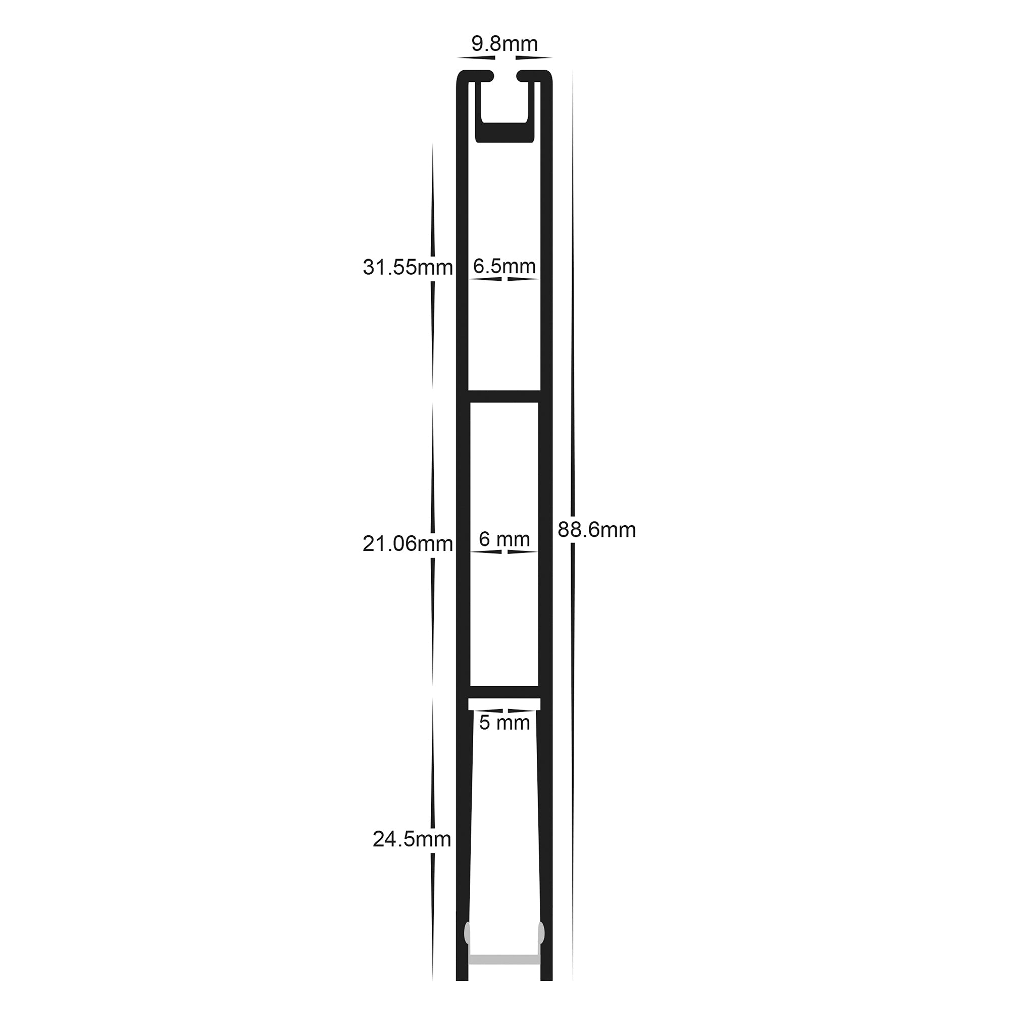 HV9693-1089-BLK - Suspended Black Aluminium Profile