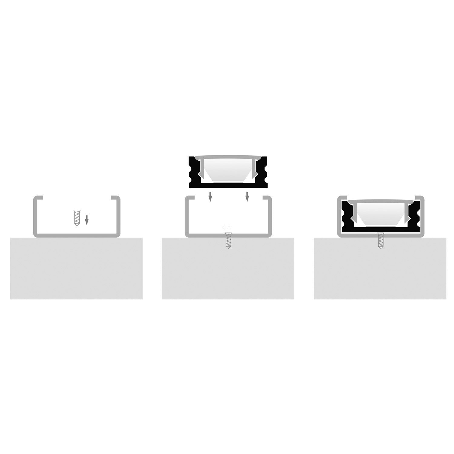 HV9693-1707-WHT - White Shallow Square Aluminium Profile