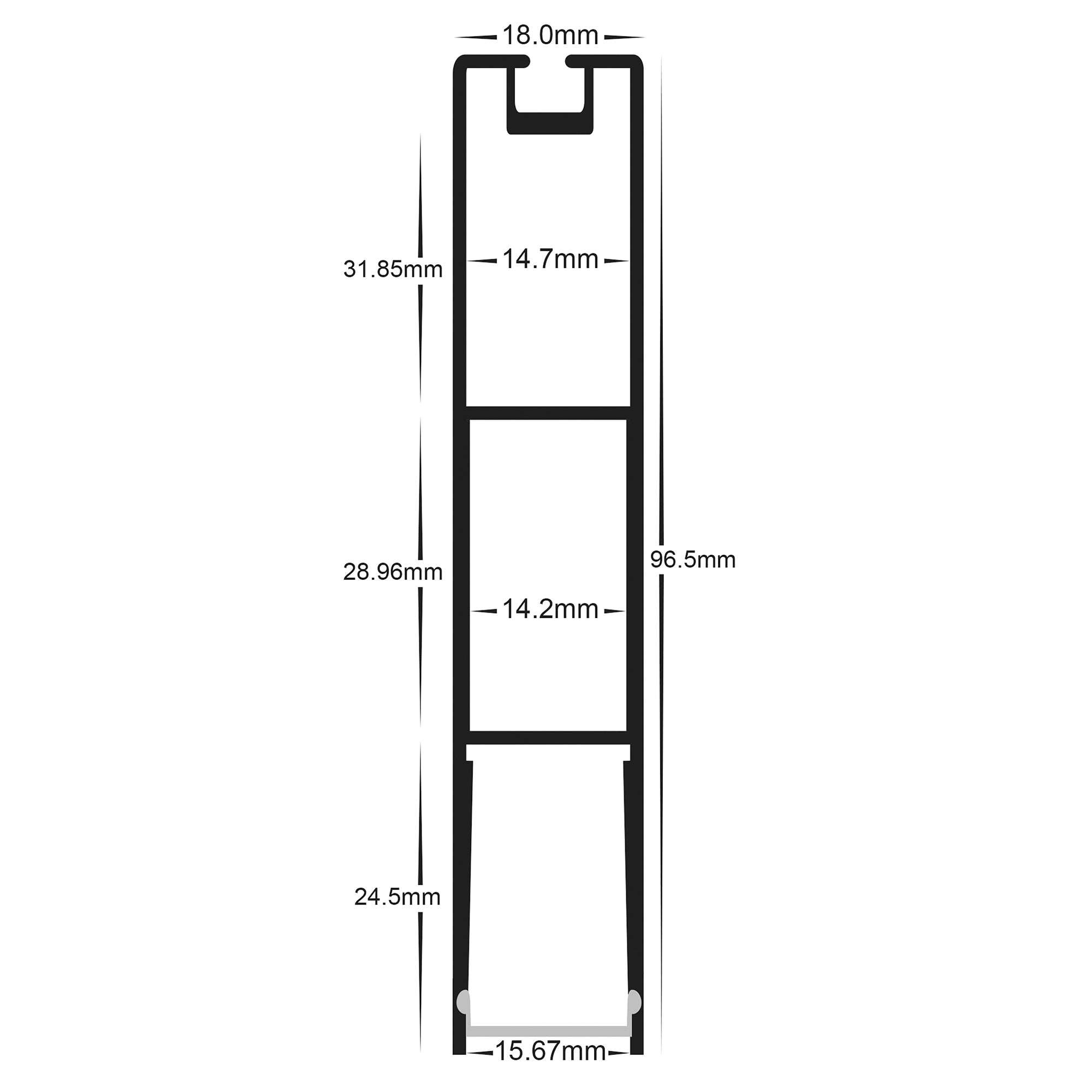 HV9693-1896-WHT - Suspended White Aluminium Profile