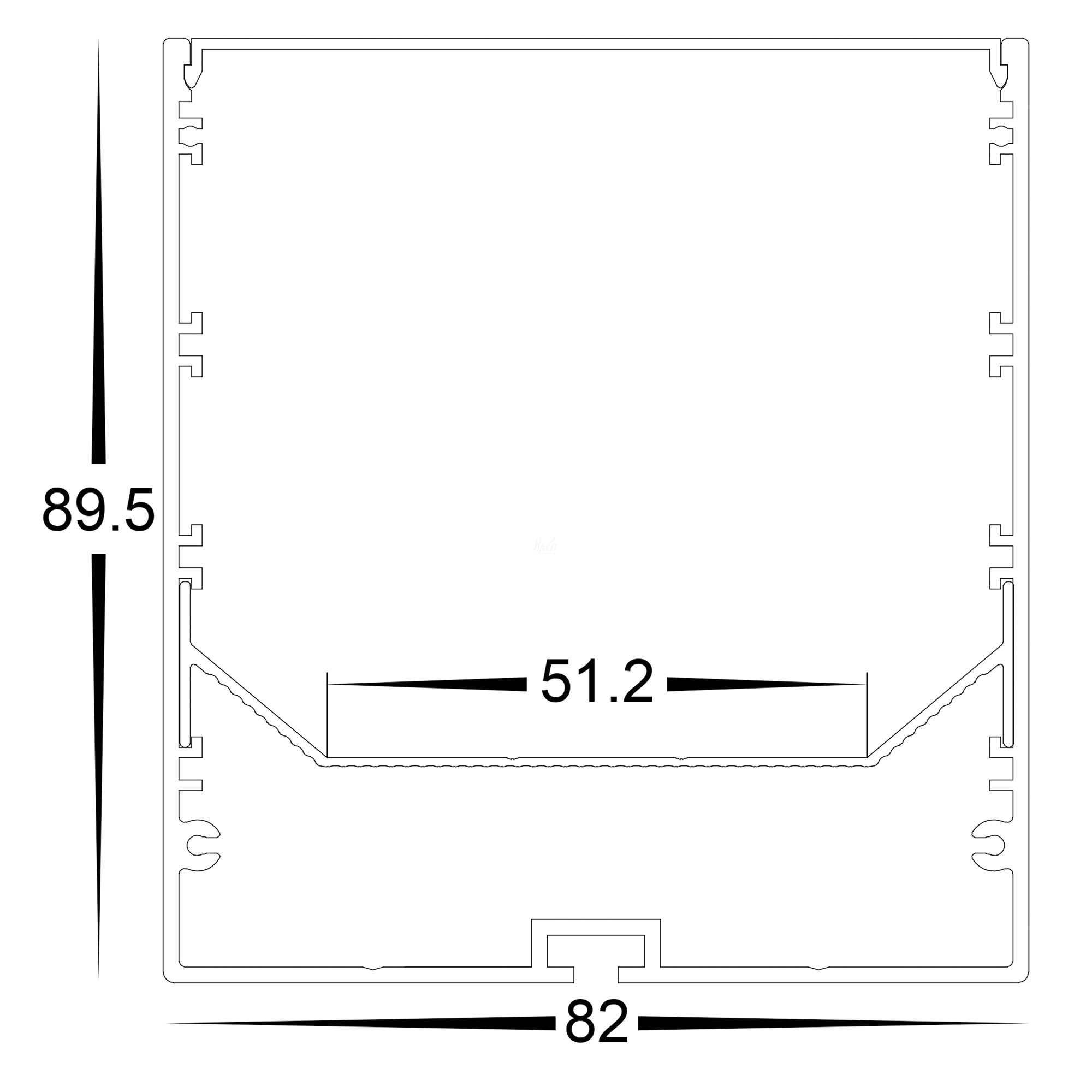 HV9693-8090-BLK- Large Deep Square Black Aluminium Profile
