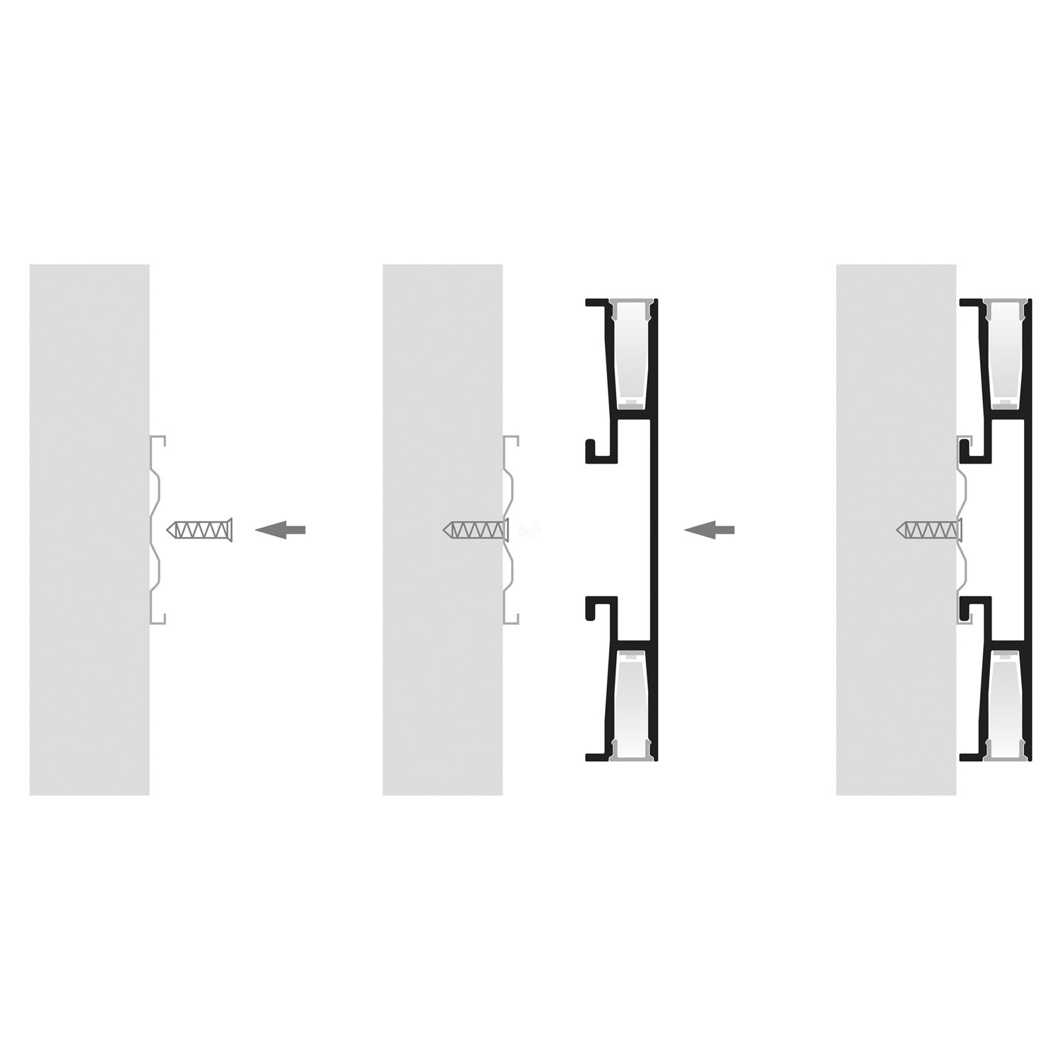 HV9694-1170-BLK - Black Side Mounted Up & Down Aluminium Profile