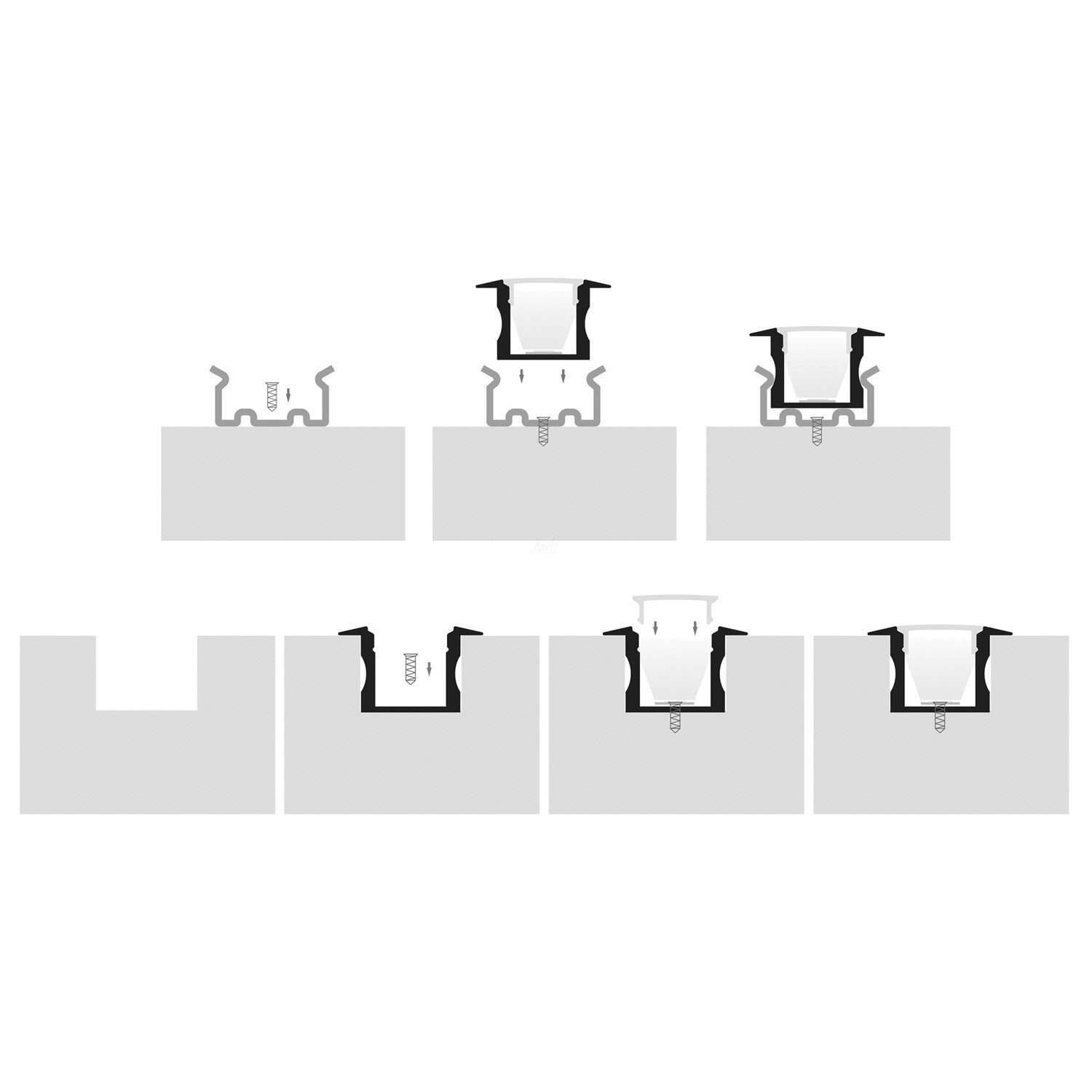 HV9695-2515-BLK - Deep Black Square Winged Aluminium Profile