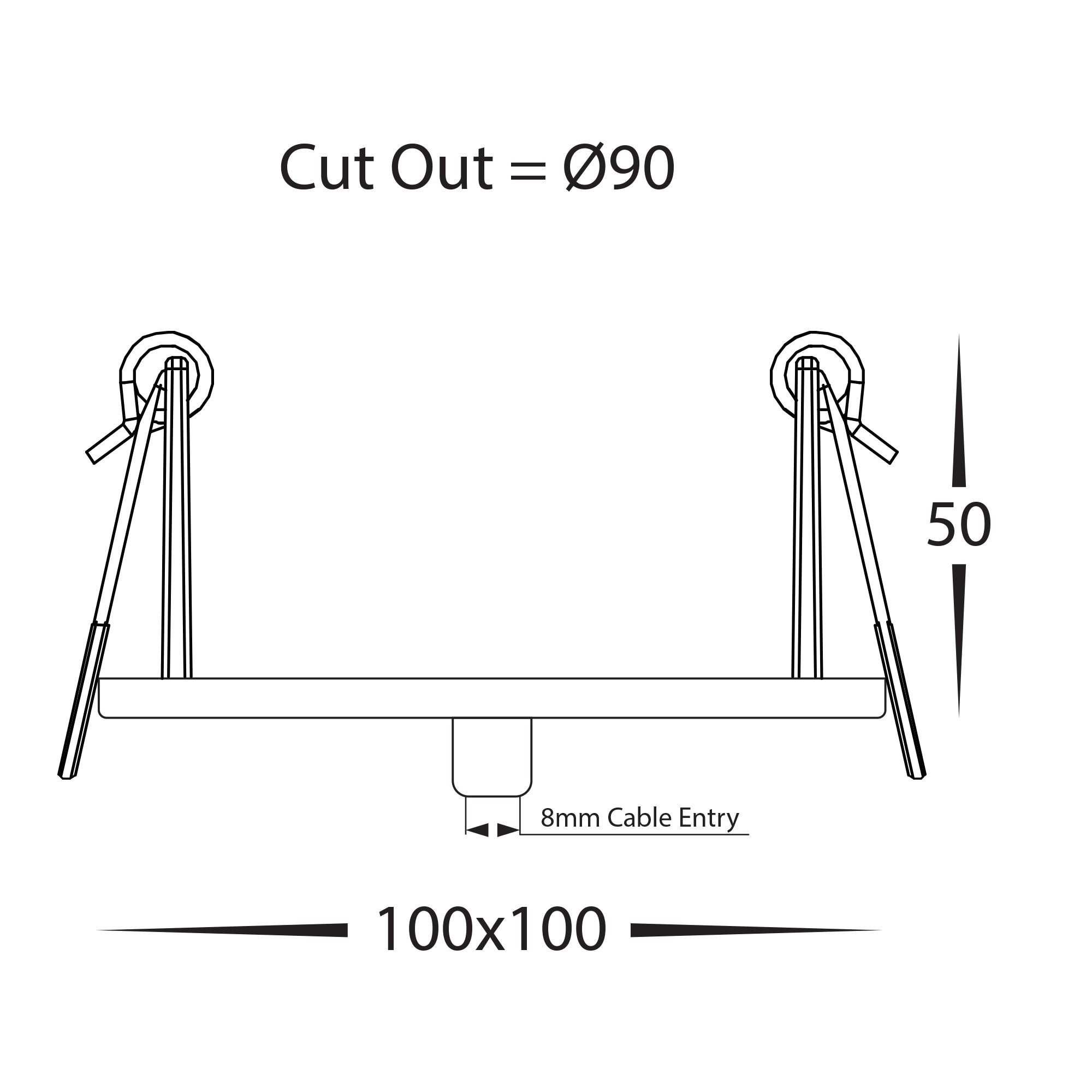HV9705-9005-SCH-SQ - 100mm Square Rescessed Canopy Satin Chrome