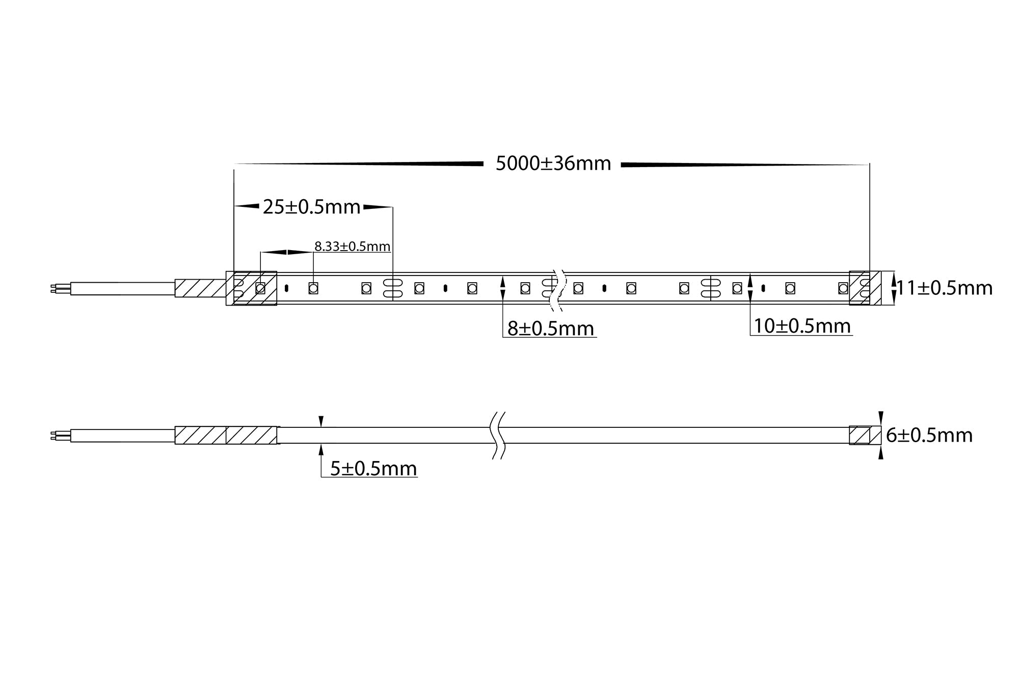 HV9723-IP67-120-5K - 9.6w 12v DC IP67 LED Strip 5500k