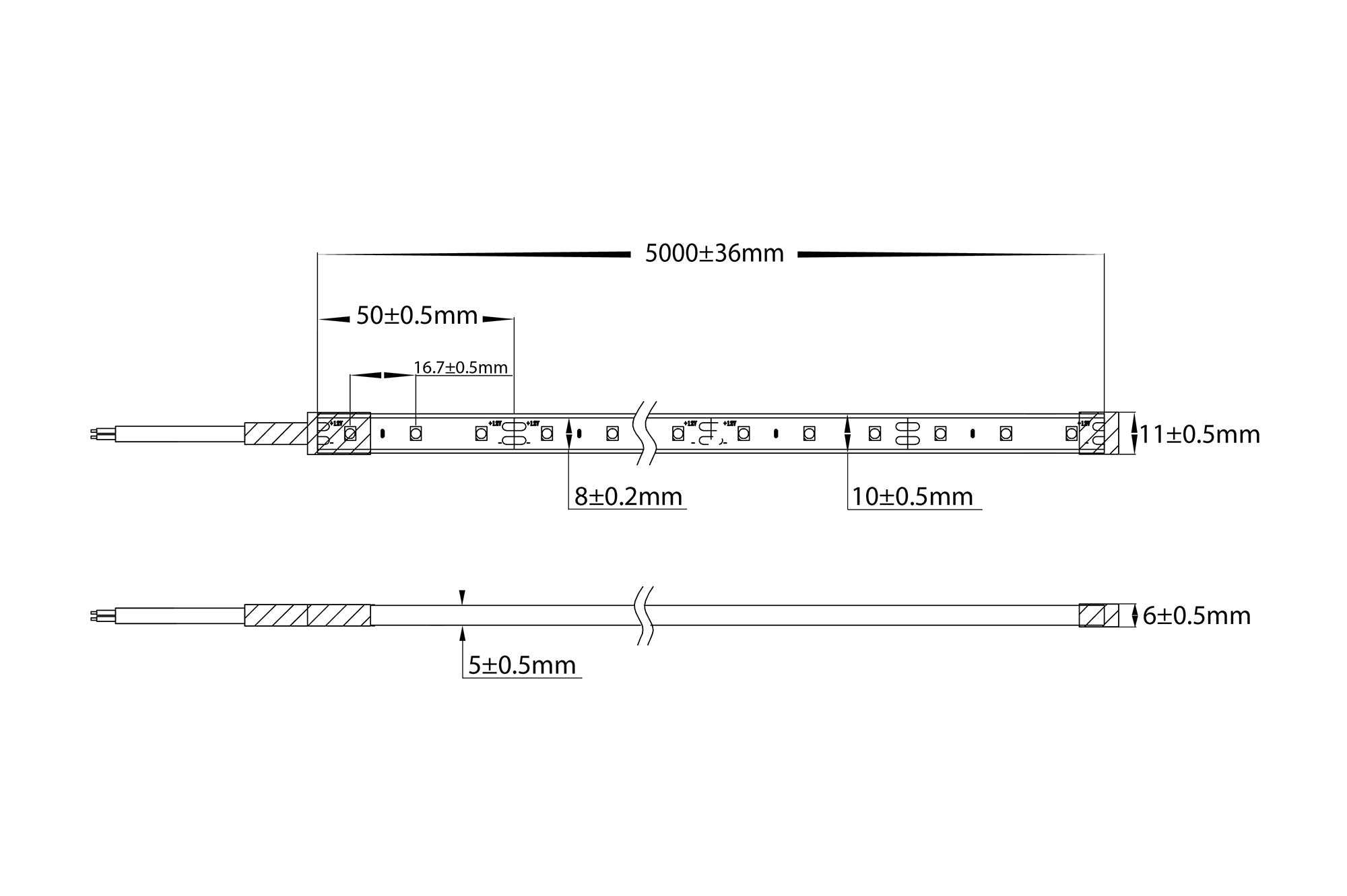 HV9723-IP67-60-4K - 4.8w 12v DC IP67 LED Strip 4000k