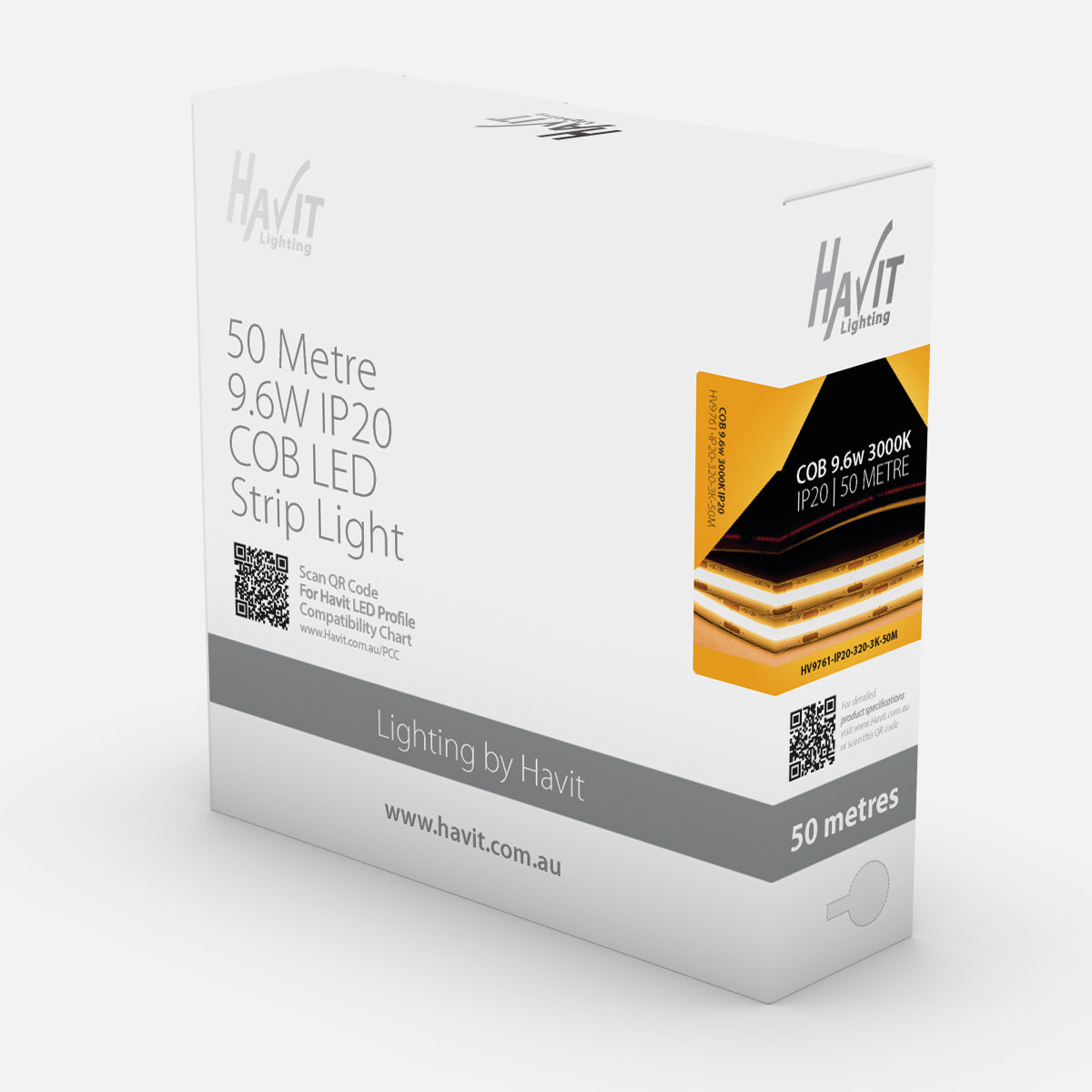 HV9761-IP20-320-3K-50M - 9.6w IP20 COB LED Strip 3000k 50m Roll