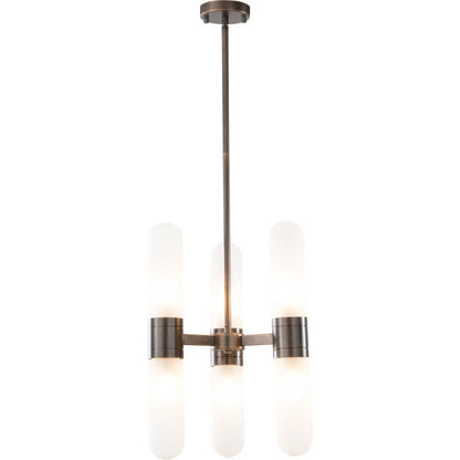 Hepburn 6 Light 3 Arm Pendant Antique Brass