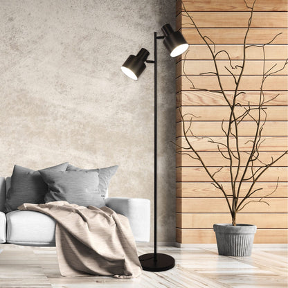 Ari 2 Light Floor Lamp Black With Black Head