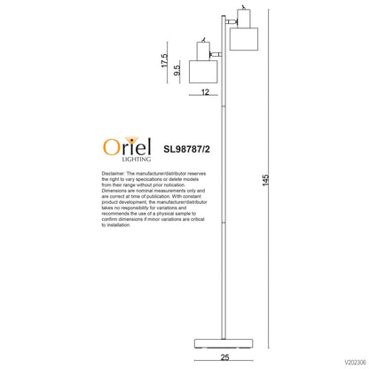 Ari 2 Light Floor Lamp Black With Black Head