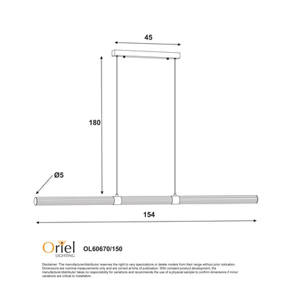 MAXWELL BRONZE Linear Ribbed TriColour LED Pendant