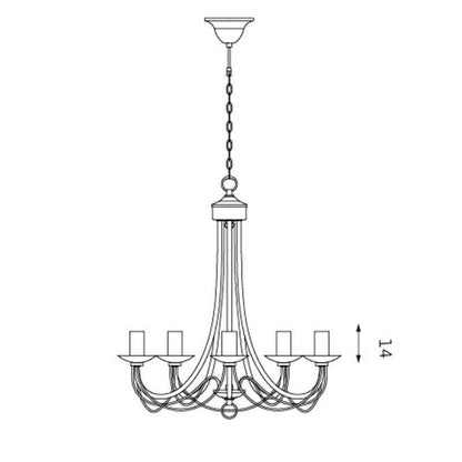 Zanzibar Chandelier 5 Light - Satin Chrome - LL002CH015SC