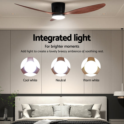 Devanti 52'' Ceiling Fan DC Motor w/Light w/Remote - Dark Wood