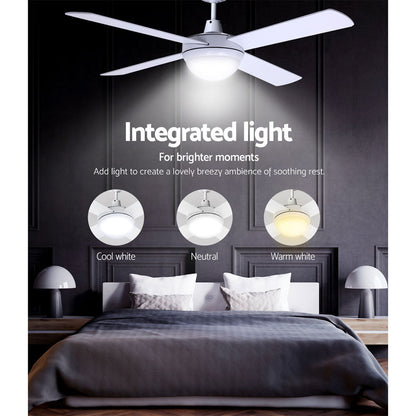 Devanti 52'' Ceiling Fan DC Motor w/Light w/Remote - White