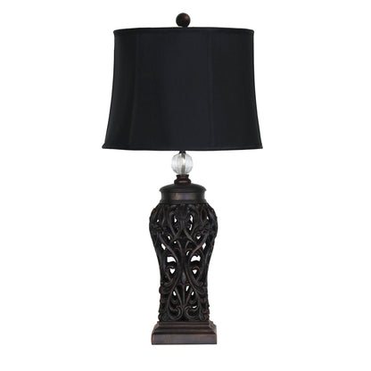Dorne Antique Black Cut Complete Lamp With Harp