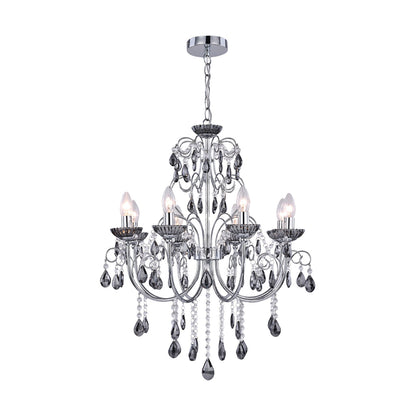 Rovert 8 Light Large Chandelier Chrome & Smoke - LL002CH109L