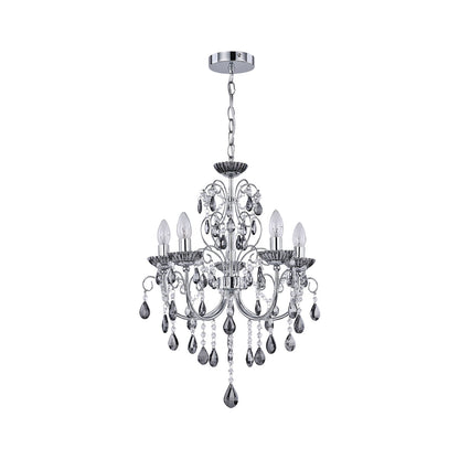 Rovert 5 Light Small Chandelier Chrome & Smoke - LL002CH109S