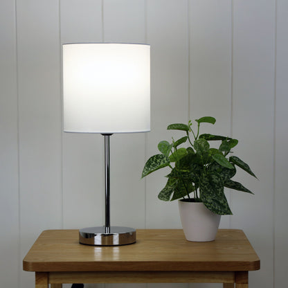 Zola Table Lamp Chrome and White Shade