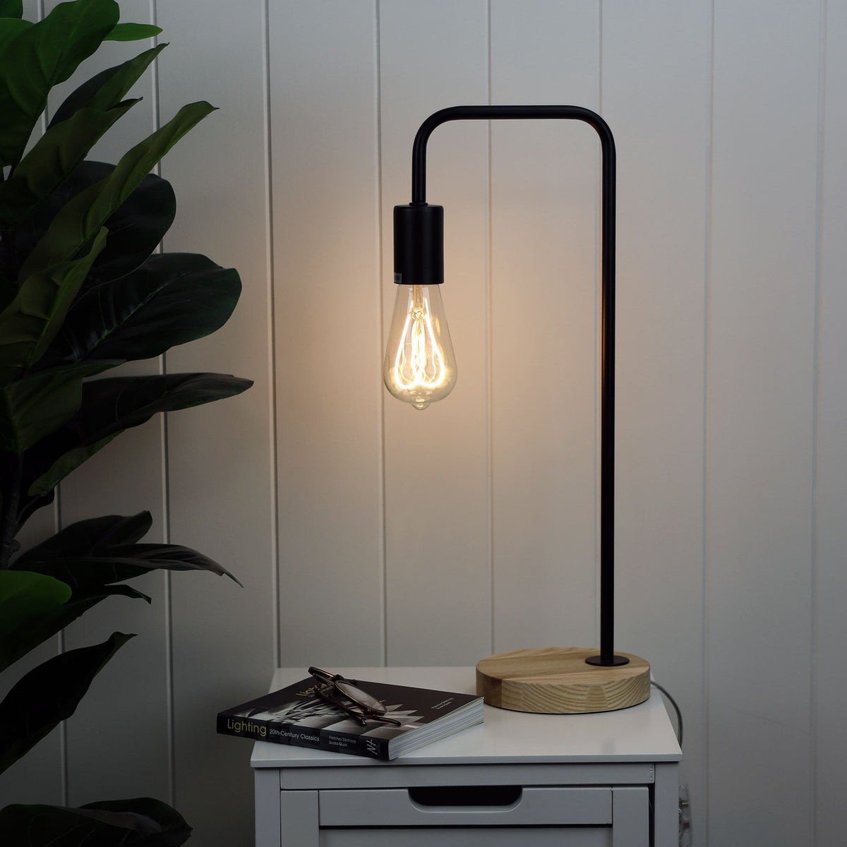 Lane Table Lamp Base Timber With Black Arm