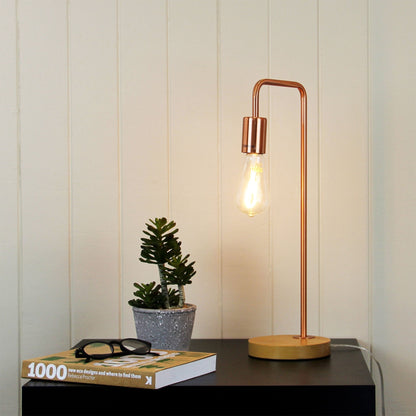 Lane Table Lamp Base Timber With Copper Arm