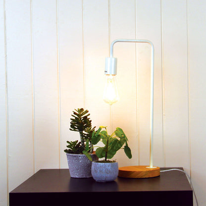 Lane Table Lamp Base Timber With White Arm
