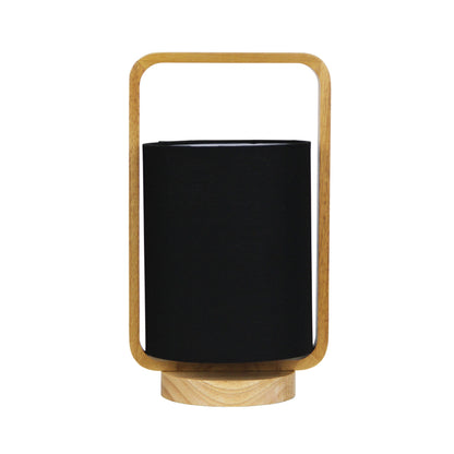 Lucia Table Lamp Wood and Black Shade