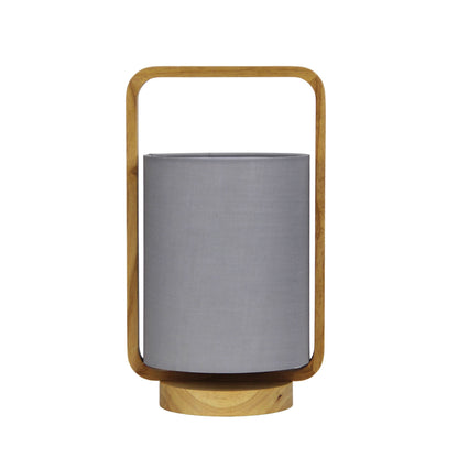 Lucia Table Lamp Wood and Grey Shade