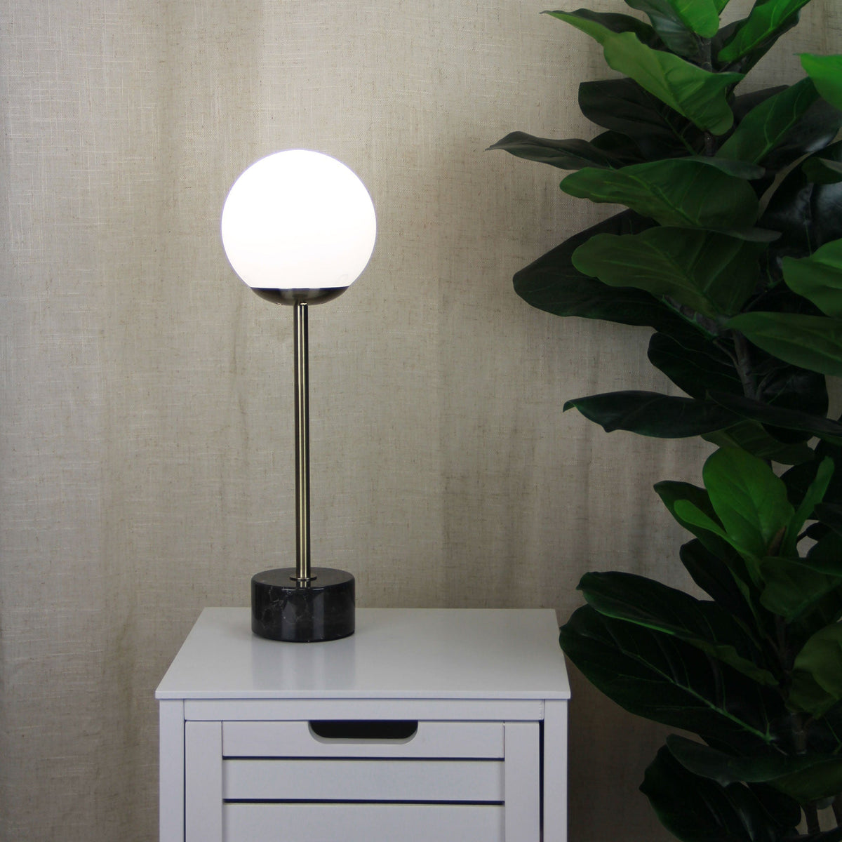 Milton Table Lamp Marble and Antique Brass