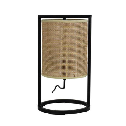 Mandalay Rattan Cane and Black Table Lamp
