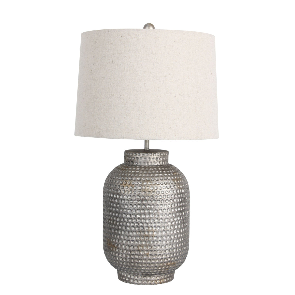 Palma Beaten Silver Table Lamp With Harp Shade