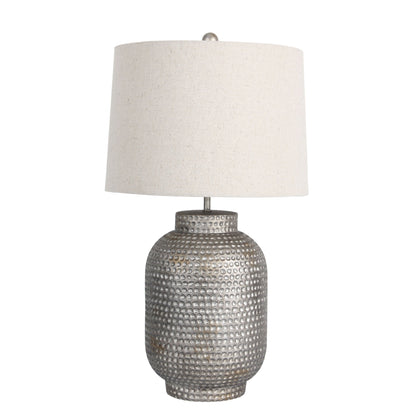 Palma Beaten Silver Table Lamp With Harp Shade