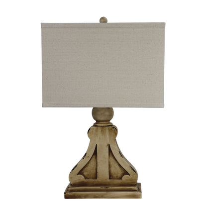 Provence Complete Wood-tone Resin Table Lamp with White Shade