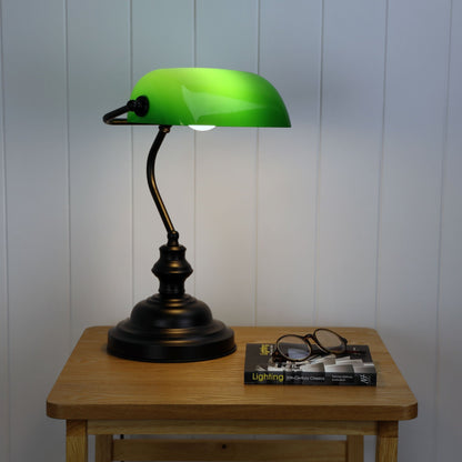 Bankers Lamp Black and Green (Switched)