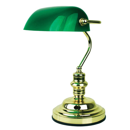 Bankers Lamp Brass Plate (Switched)