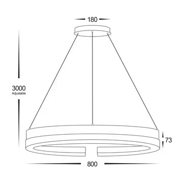 Orah Walnut Timber with Black Aluminium 800mm Round Pendant