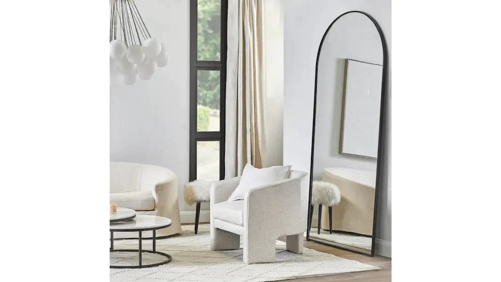 Archibald Floor Mirror - Black-Floor Mirror-Cafe Lighting and Living