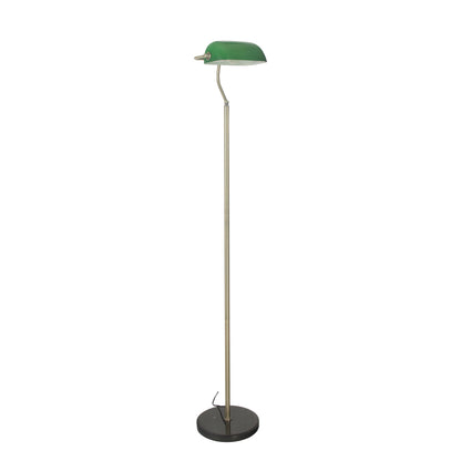 Bankers 1 Light Floor Lamp Antique Brass & Green - OL99443AB