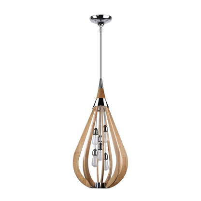 BONITO 6-Light Natural Timber Pendant Light with a tear drop shape