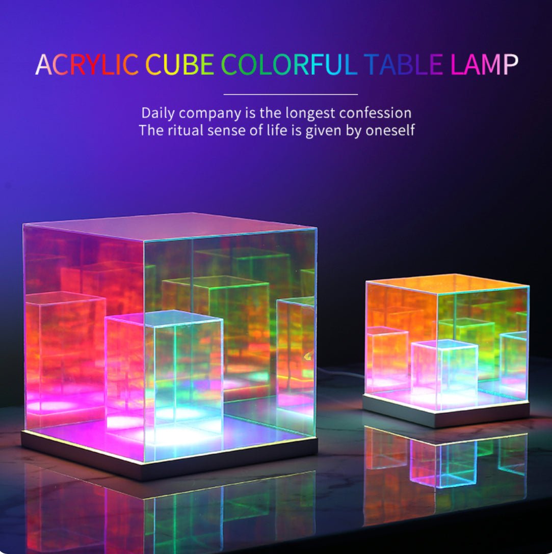 Colorful 3D Cube RGB modern desk decoration-Night Lights-Dropli