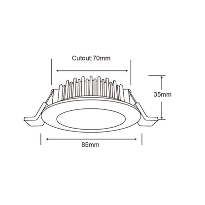 DL110S 10W Tri-Colour Dimmable Aluminium LED Mini Downlight 70mm Cut Out-LED downlight-COPY