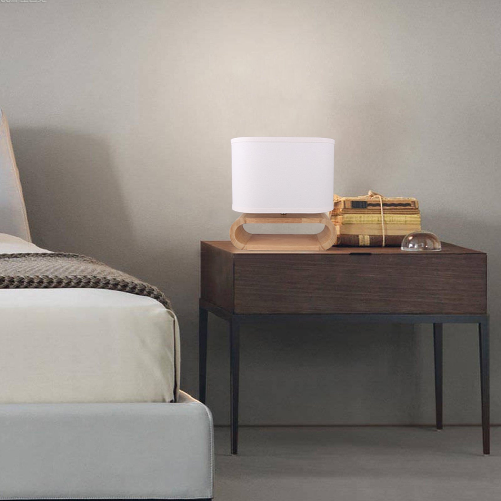EMIKO Cotemporary Nordic Stype Table Lamp Wood Base E27 White-Table Light-Dropli