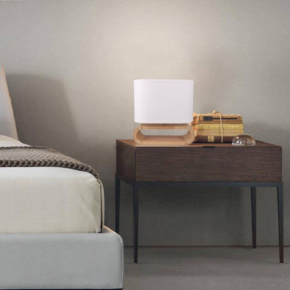 EMIKO Cotemporary Nordic Stype Table Lamp Wood Base E27 White-Table Light-Dropli