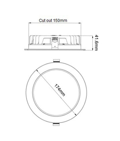 GALTRI SMD LED Recessed Dimmable Downlight White 20W Tri-CCT 150mm IP44 IC-4 - GALTRI04