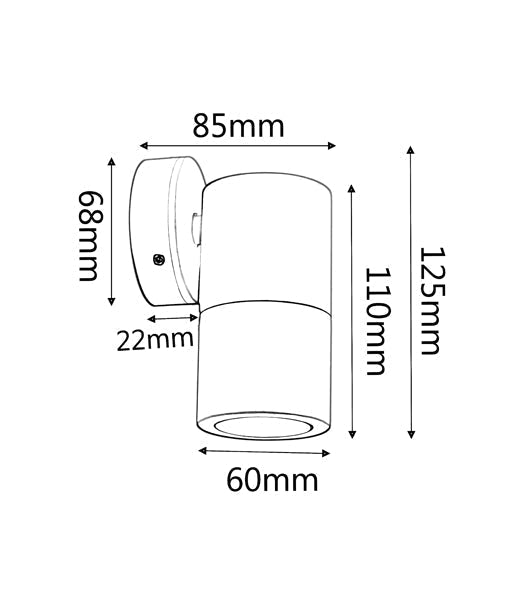GU10 Exterior Single Fixed Wall Pillar Light Titanium IP65 - PG1FT