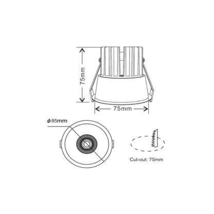 INFINITE 211 10W Low Glare COB Cast Aluminium Dimmable LED Downlight 70mm cut out-LED downlight-LC